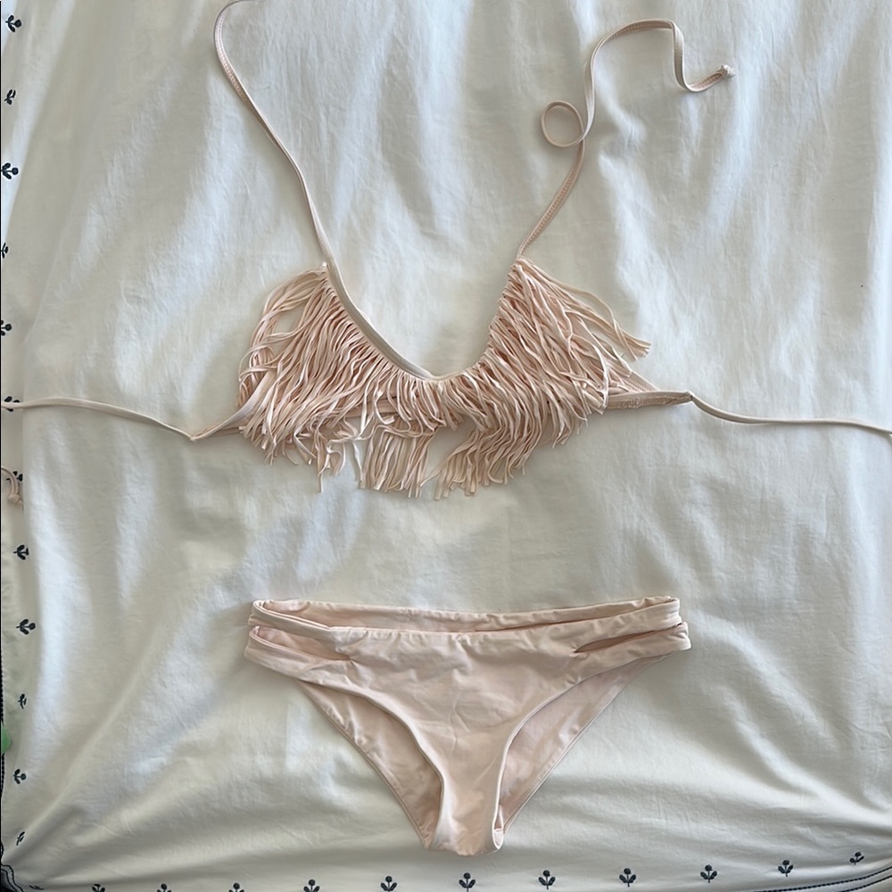L Space Fringe Bikini Set in Light Pink
